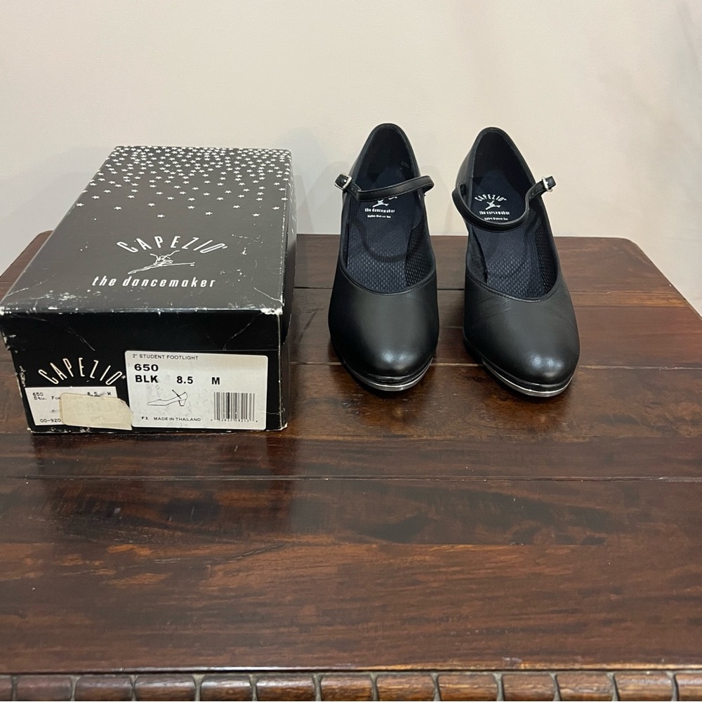 Capezio Women's Black Tap Dance Heels - Character Shoe Style Broadway Heel 8.5